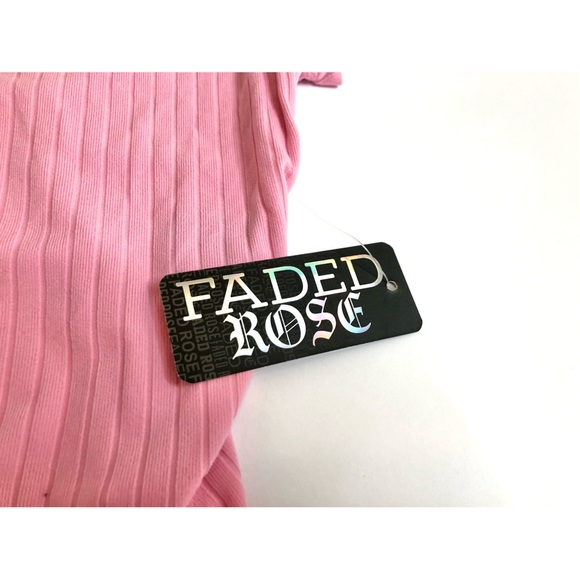 Rose Pink Short Sleeve Open Lace Up Back Top - Picture 4 of 5